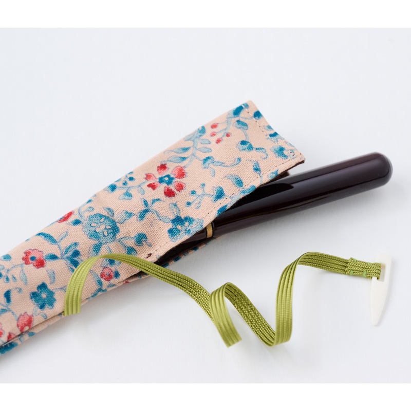 唐様三昧 筆ペン[ペン軸：溜][ケース：花更紗B／焦香]