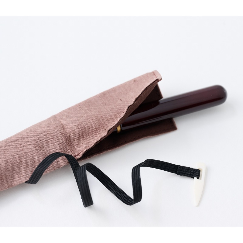 唐様三昧 筆ペン[ペン軸：溜][ケース：花更紗B／焦香]