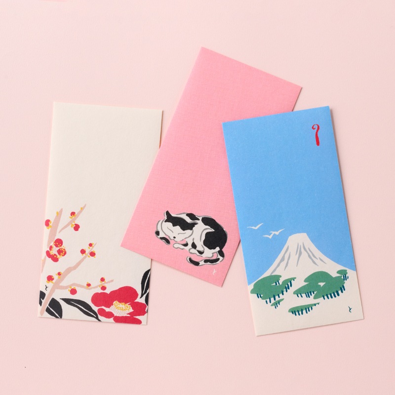 大ぽち袋《椿／ねむり猫／富士》