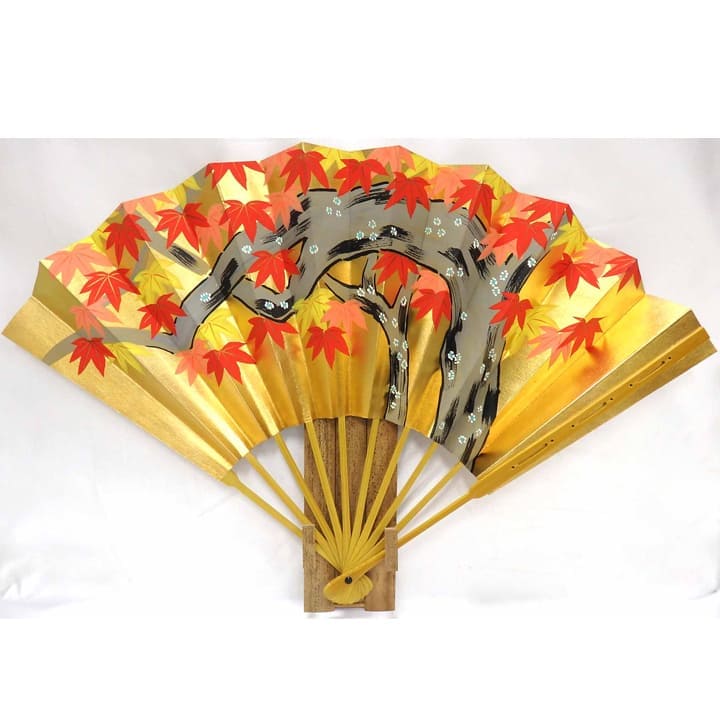 飾扇 11号　金　手描紅葉　802