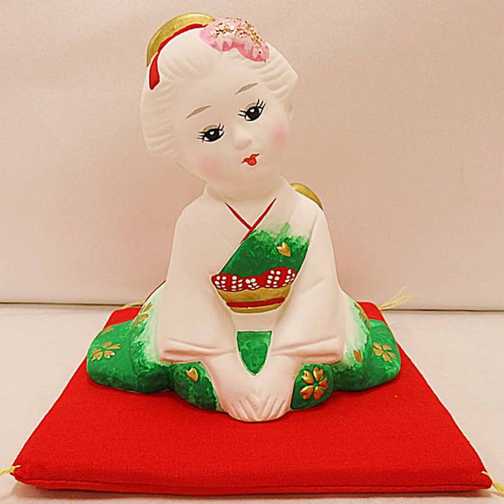 京焼 舞妓 座り 緑 25