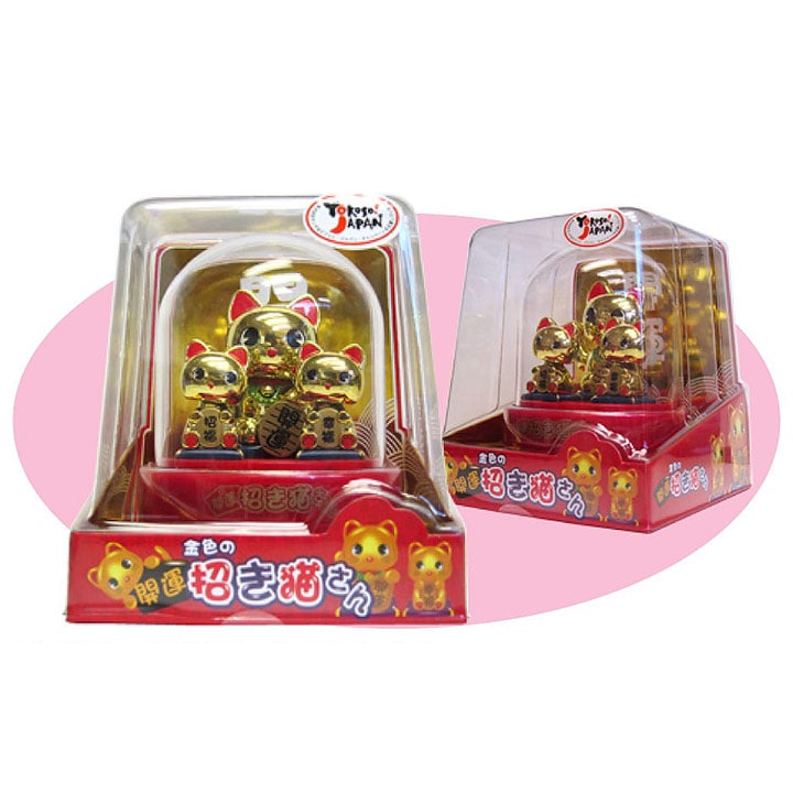 ソーラー 開運招き猫さん三匹入り 金 326