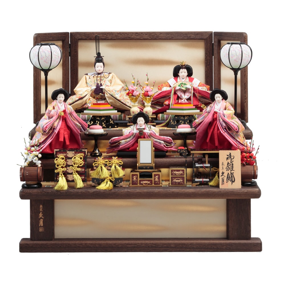 木製三段　親王官女飾り　72HR-G12