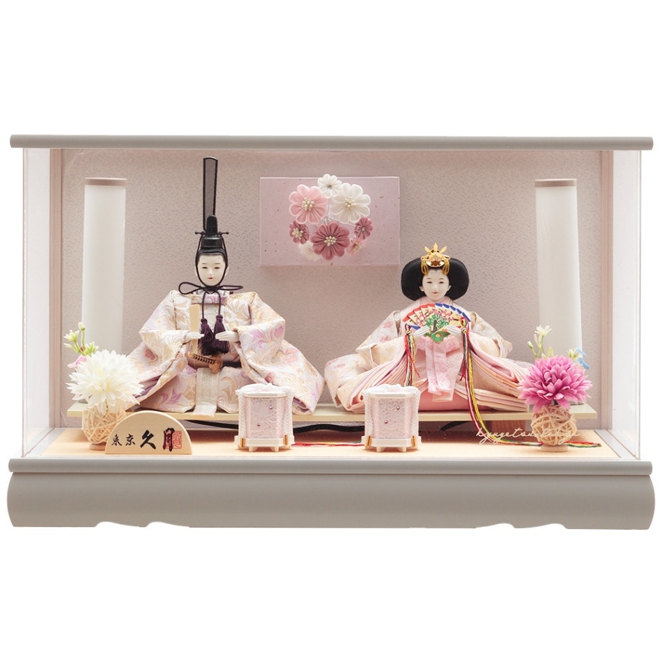 藤翁作 雛人形親王飾り半円形アクリルケース・間口約50×奥行約