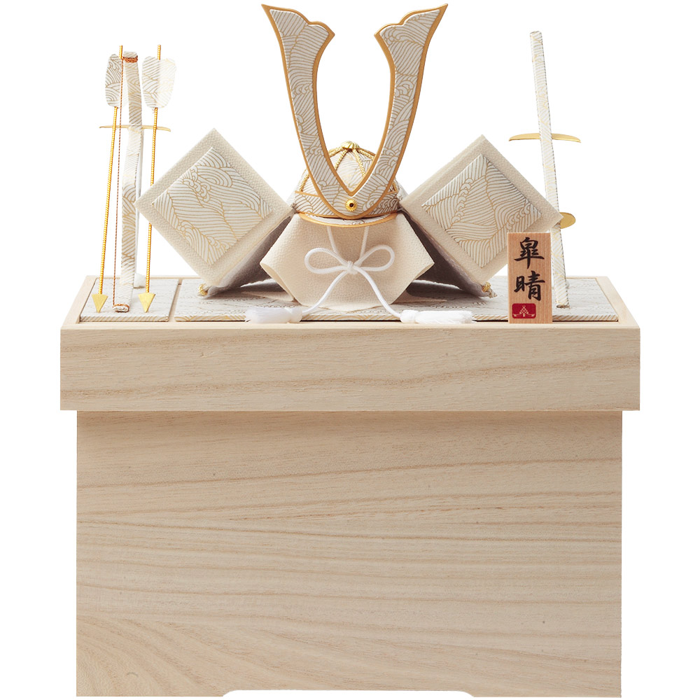 R-5062   和紙かぶと飾りshira波　長鍬形　収納飾り