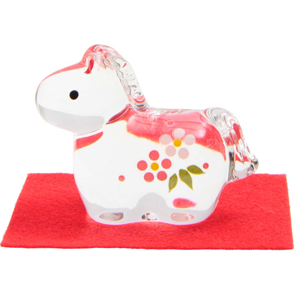 干支小物 R-115 クリスタル 午 (中)毛氈付