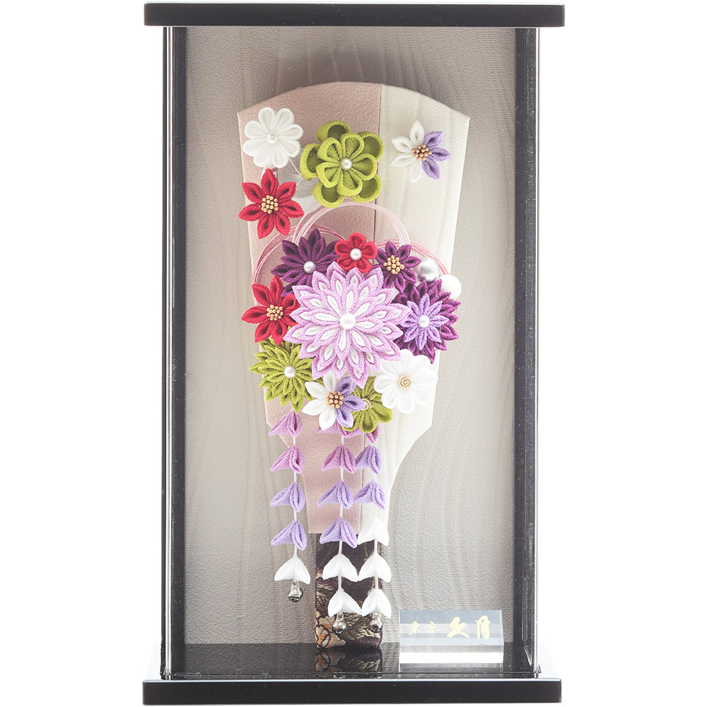 つまみ羽子板ケース飾り　9号　アクリルケース　壁掛可能タイプ　6EH-17