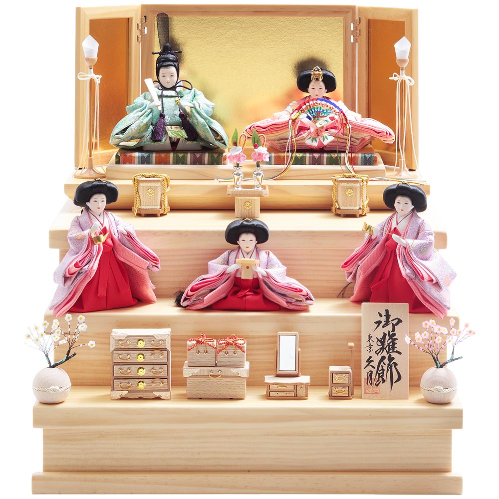 3段飾りフルセット 収納三段 親王官女飾り 引き出し式 73HR-N53-Z | 段飾り | 【公式