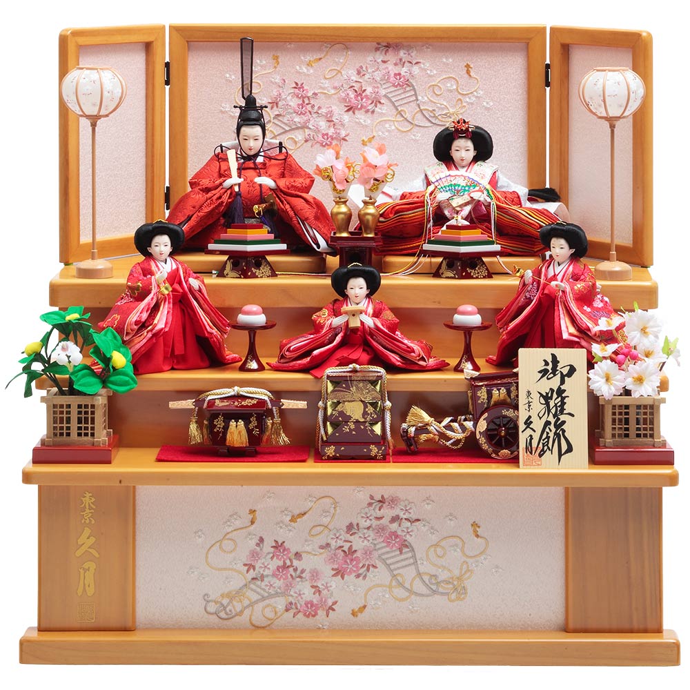 収納三段　親王官女飾り　6HR-N17