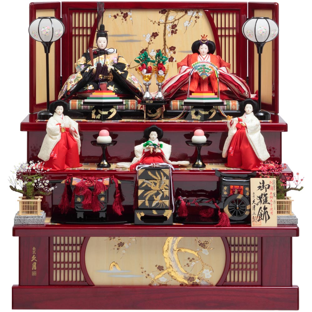 横山薫作　収納三段　親王官女飾り　引き出し式　6HR-N7