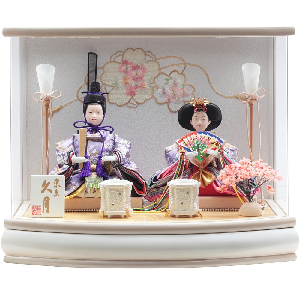 東京久月　雛人形親王飾り白木アクリルケース・間口約５０×奥行約３０×高さ約３７㎝ 東京久月 雛人形親王飾り白木アクリルケース・間口約50×奥行約30