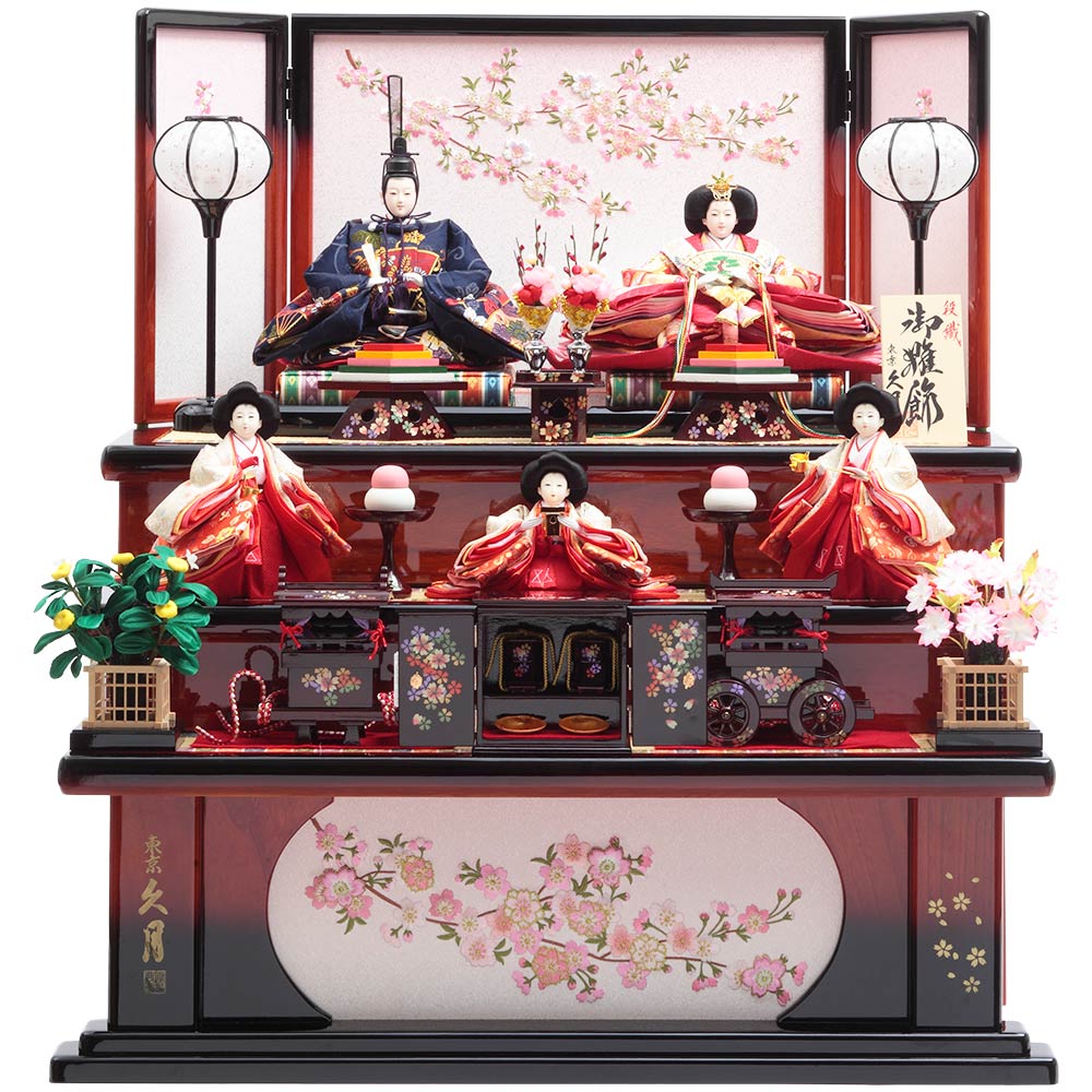京都雛の会 平安桂甫作 毛氈七段 十五人飾り 4HR-D29 | 段飾り
