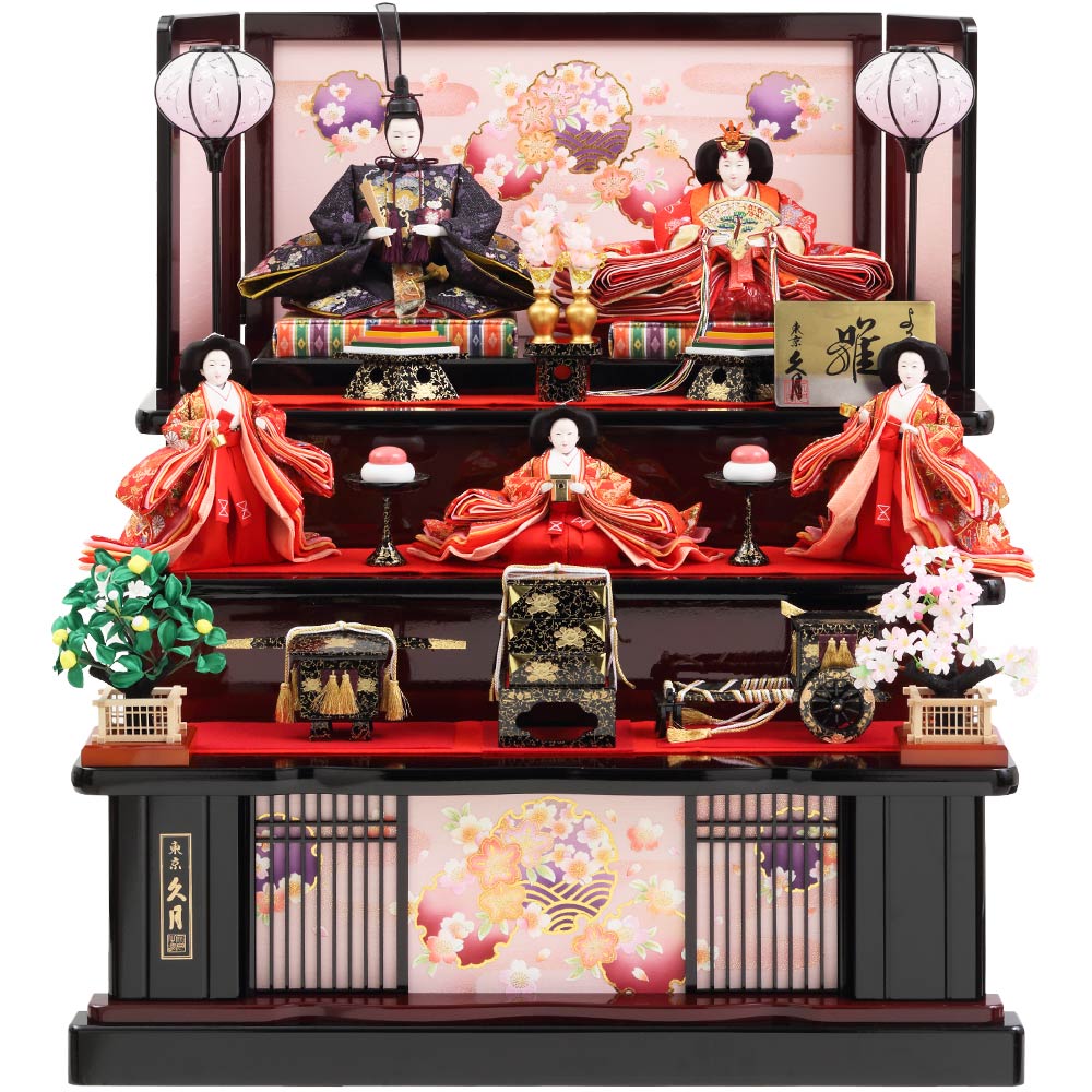 木製三段 親王官女飾り 6HR-G52 | ひな人形 | 【公式】 人形の久月
