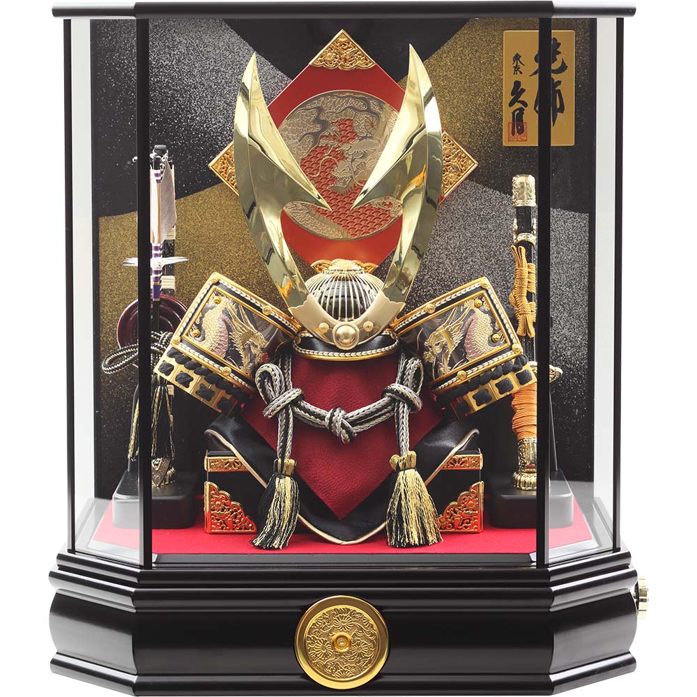 兜ケース飾り ガラスケース オルゴール付 6G-C3