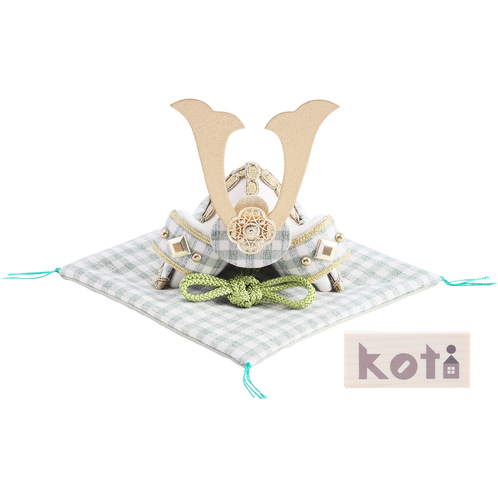 五月小物　R-5706　koti　格子兜飾り　フォレストグリーン