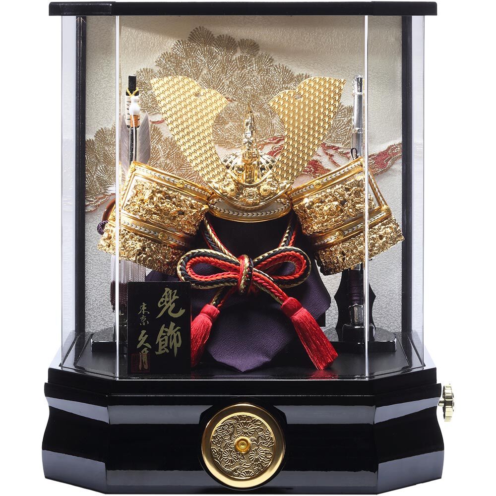 0324 美品 N着用兜黒竜 25号 ケース付 こいのぼりオルゴール付 漆黒 5号 兜ケース 清秀作 大鍬黒｜五月人形 兜 ケース飾り コンパクト
