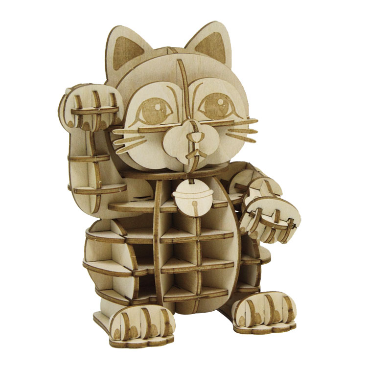 木製 招き猫 楽天市場】Wooden Art ki-gu-mi 招き猫 簡単 木製 ウッドパズル