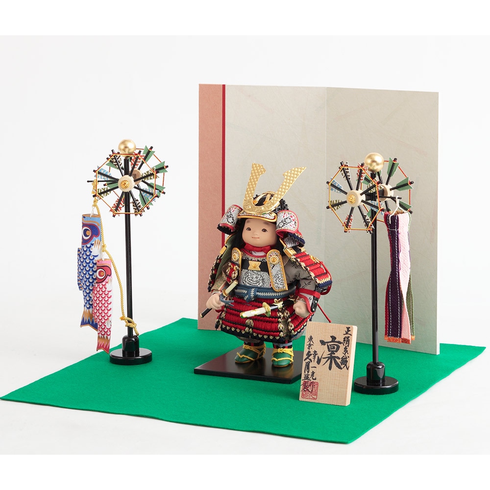 子供大将段飾り　３段 楽天市場】五月人形三段飾り 105子供大将赤黄白 【武者人形