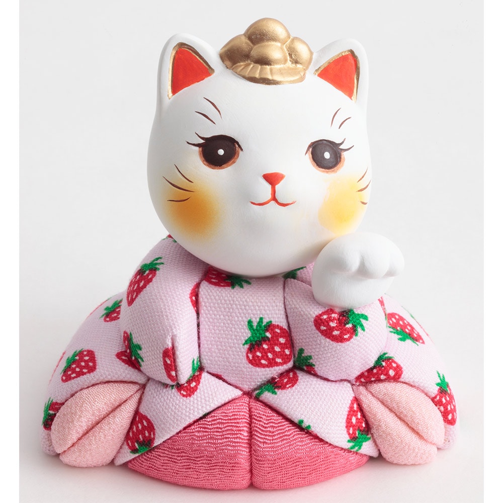 ビンテージ作家もの　手描きの瞳やまつ毛、お髭、梅の模様が美しい招き猫 50年代ヴィンテージ大きな瞳や長いまつ毛が美しい大きな招き猫