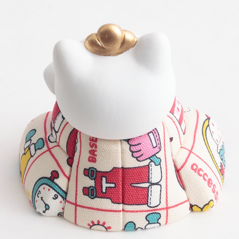 【縁起物】　宿る人形 シモジマ×久月 昭和レトロシリーズ 木目込福招き猫 モーニング 7332