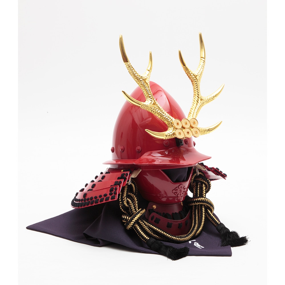 ニ武将samurai 赤備えトンボ　三日月兜　armor 五月人形 赤備えトンボの兜