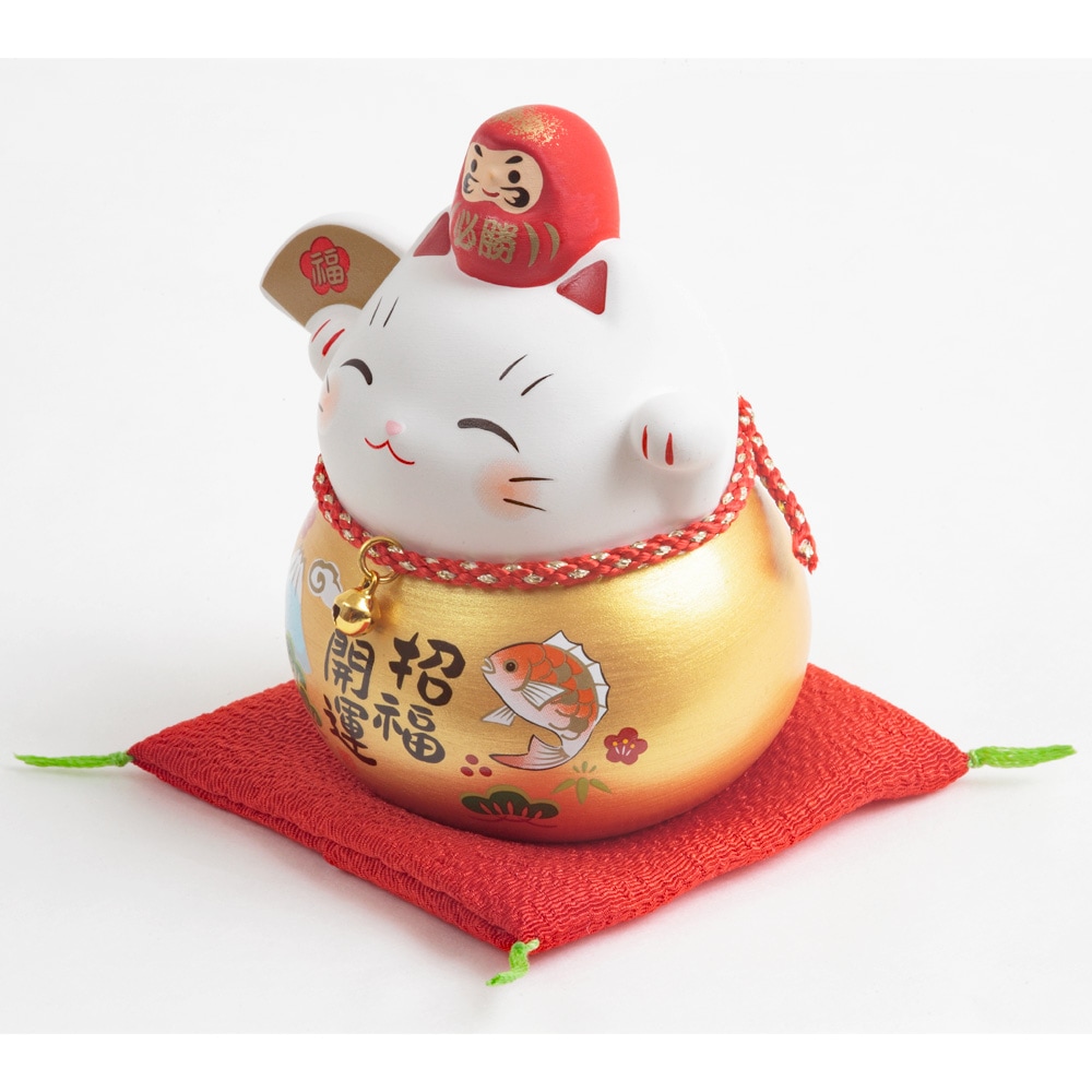 「チャチャ‼️」招き猫さん②（新）投扇興セット 招き猫 彩耀必勝だるま招き猫 金福扇 小 7692-S-Z-US | 動物