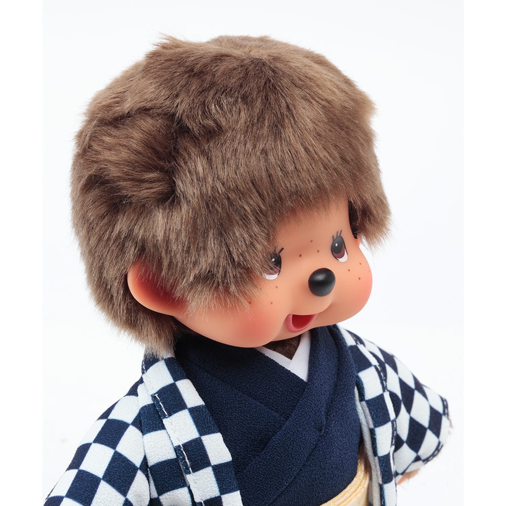 久月オリジナル お着物モンチッチ 男の子 市松（青） IPM-14-Z
