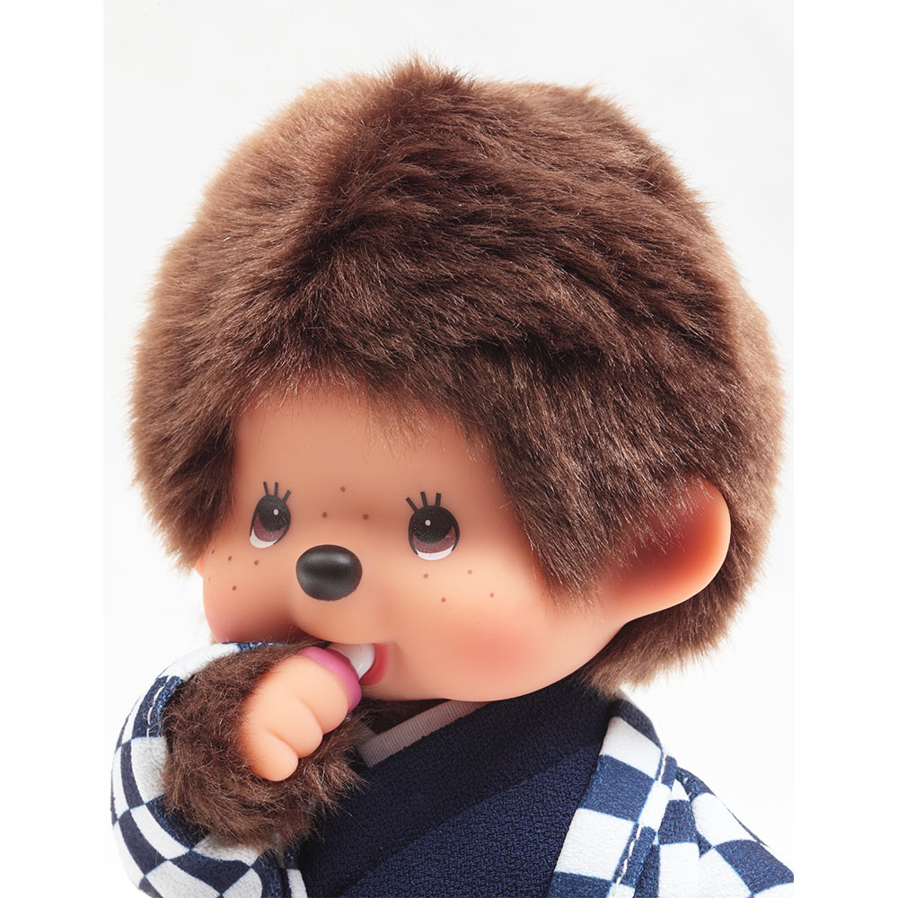 久月オリジナル お着物モンチッチ 男の子 市松（青） IPM-14-Z