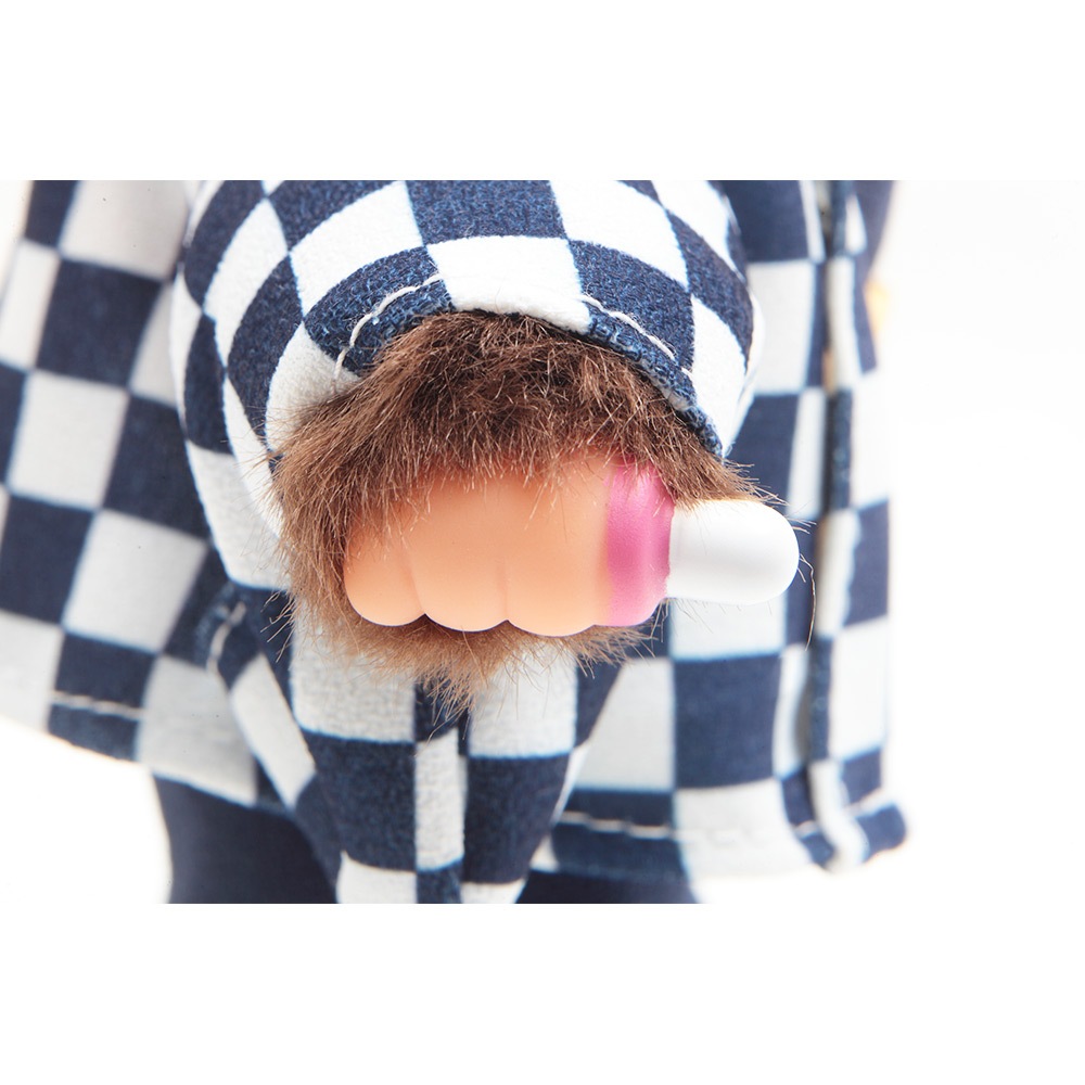 久月オリジナル お着物モンチッチ 男の子 市松（青） IPM-14-Z