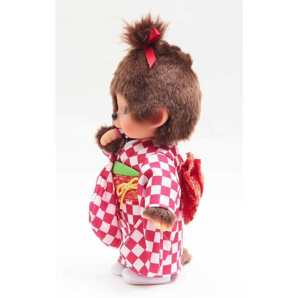 久月オリジナル お着物モンチッチ 女の子 市松（赤） IPM-13-Z