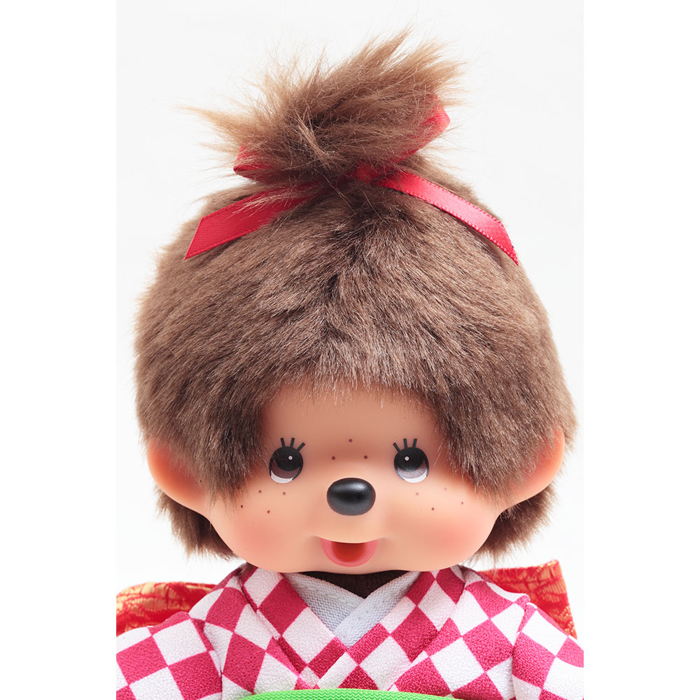 久月オリジナル お着物モンチッチ 女の子 市松（赤） IPM-13-Z