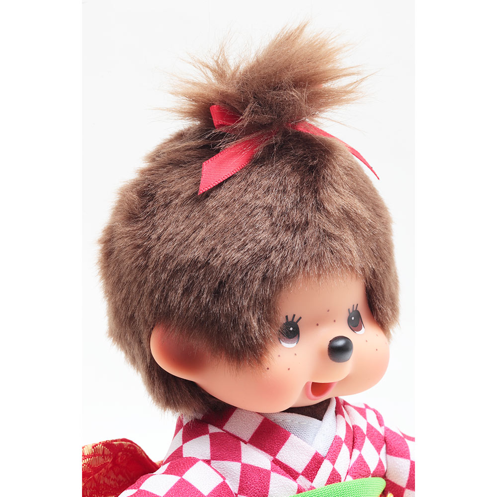 久月オリジナル お着物モンチッチ 女の子 市松（赤） IPM-13-Z