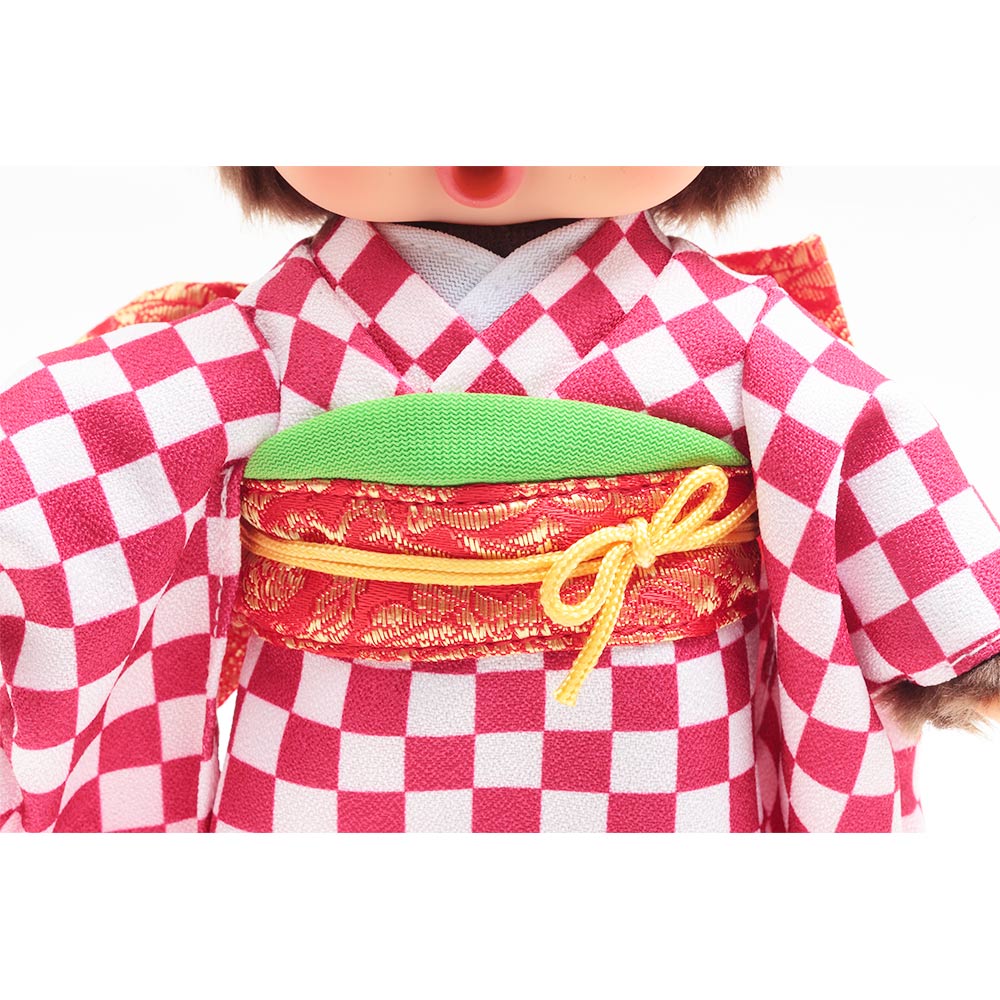 久月オリジナル お着物モンチッチ 女の子 市松（赤） IPM-13-Z