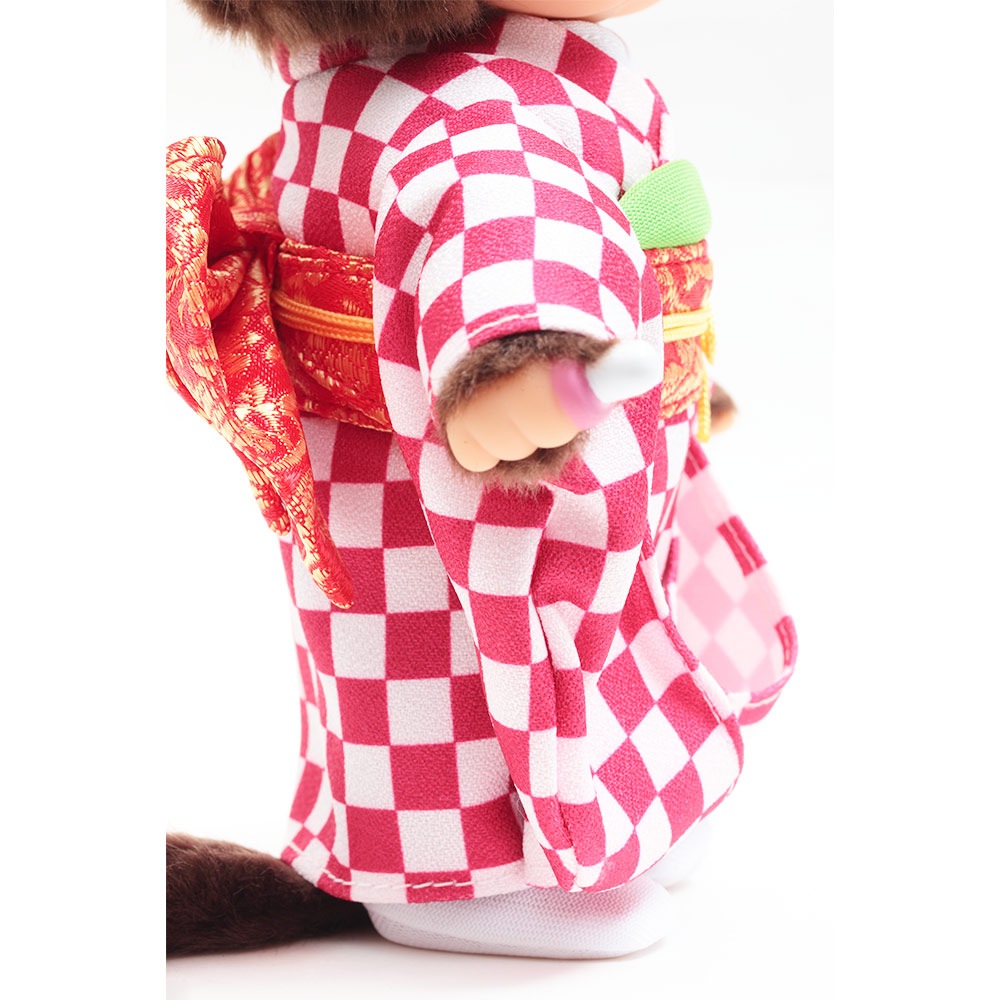 久月オリジナル お着物モンチッチ 女の子 市松（赤） IPM-13-Z