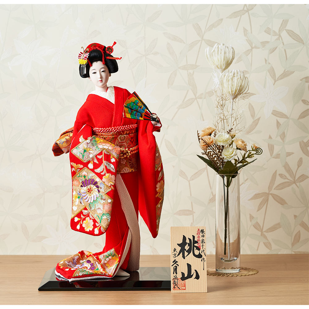 柴田家千代作 10号 尾山人形 「桃山」 正絹 金彩刺繍 A2032-Z-US