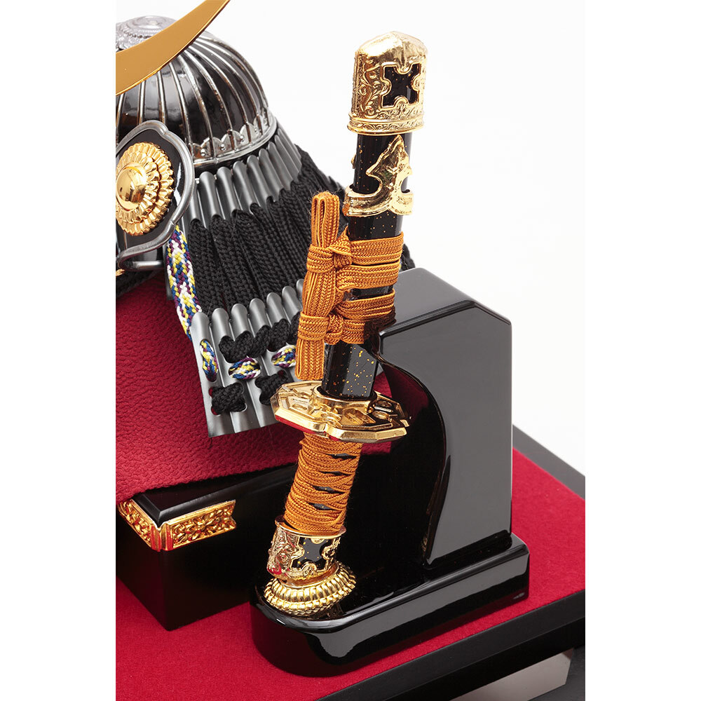 伊達政宗公 兜ケース飾り ガラスケース オルゴール付 71GR-C04-Z