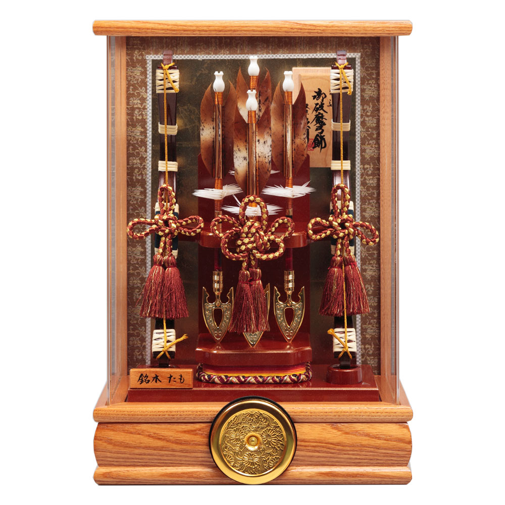 破魔弓ケース飾り 10号 銘木シリーズ タモ アクリルケース 72EY-14