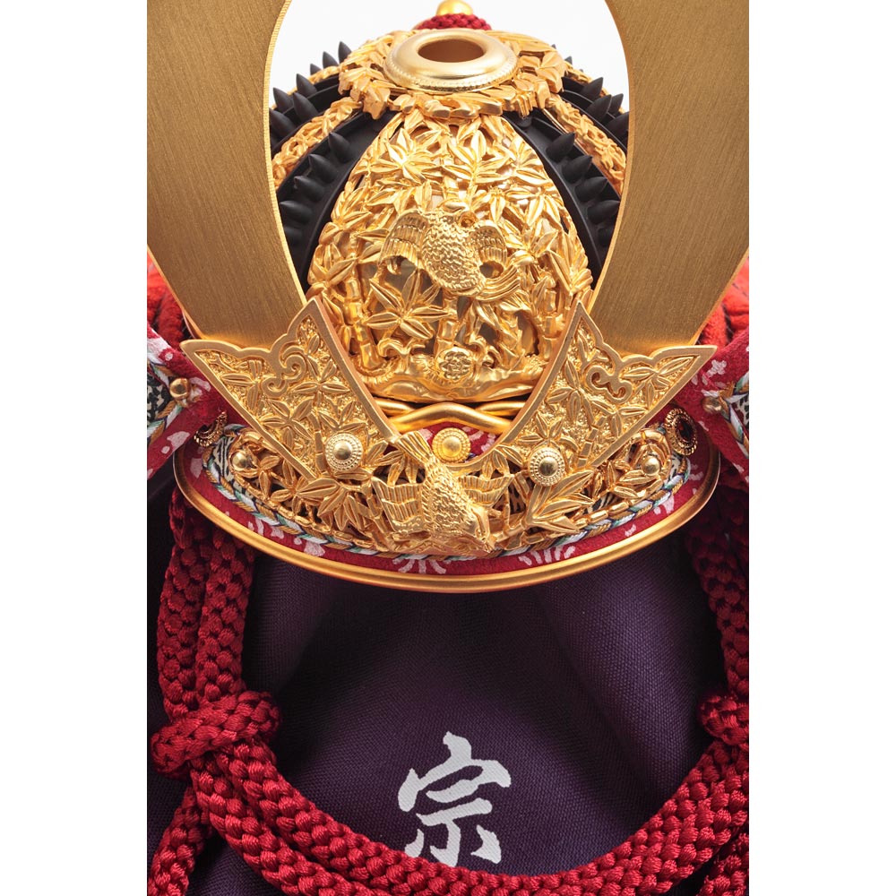 【美品】兜 中村宗光作 アルミフレーム三段 竹雀之兜飾り 国宝シリーズ スライド式