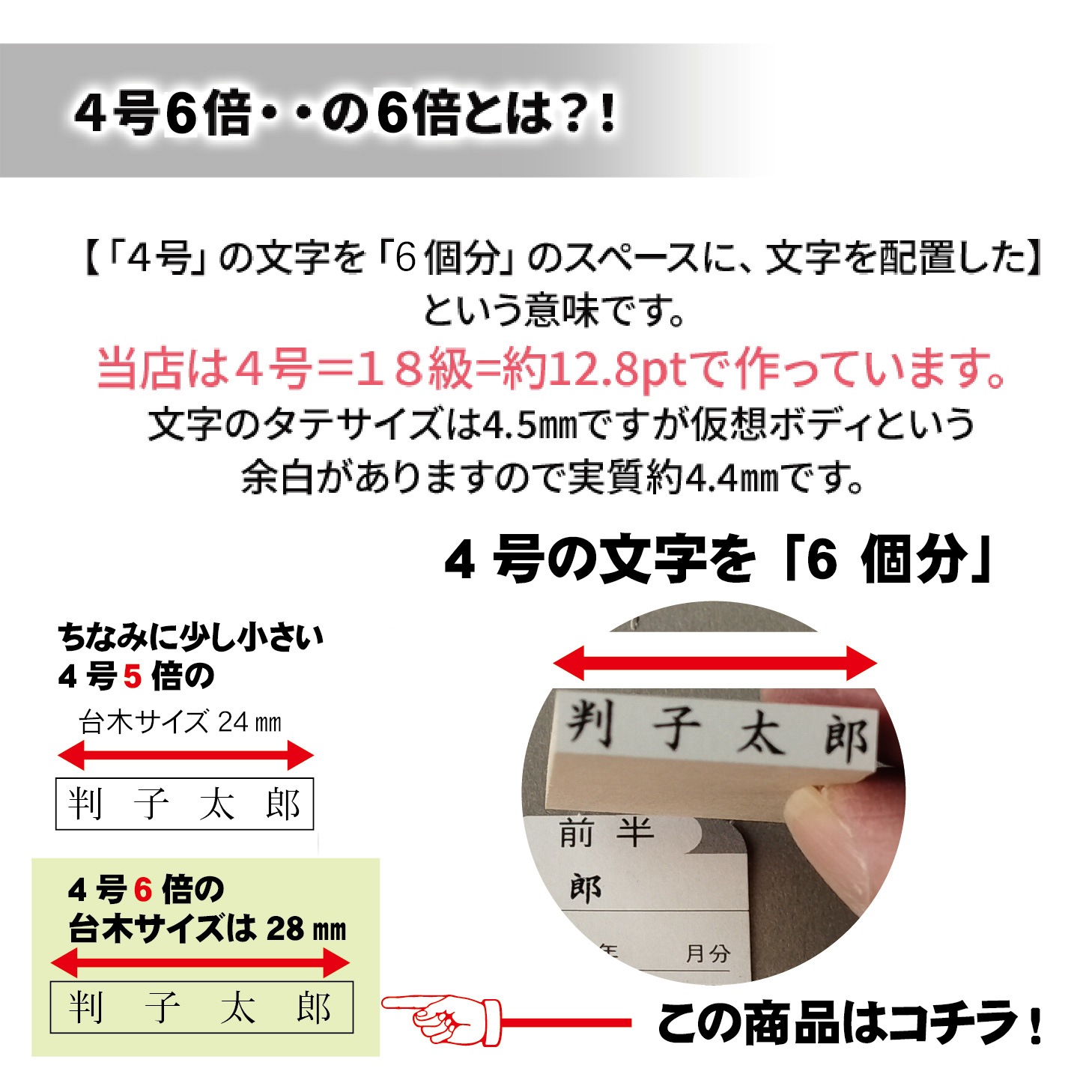 別製ゴム印 氏名印4号6倍(オーダーメイド品）