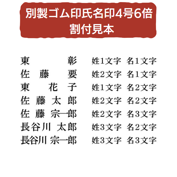 別製ゴム印 氏名印4号6倍(オーダーメイド品）