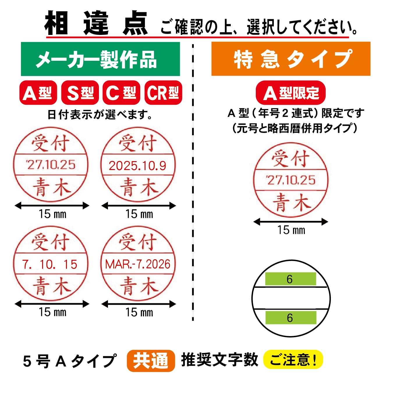 テクノタッチデーター 5号15ミリ丸  データー印 領収 受領 検 確認