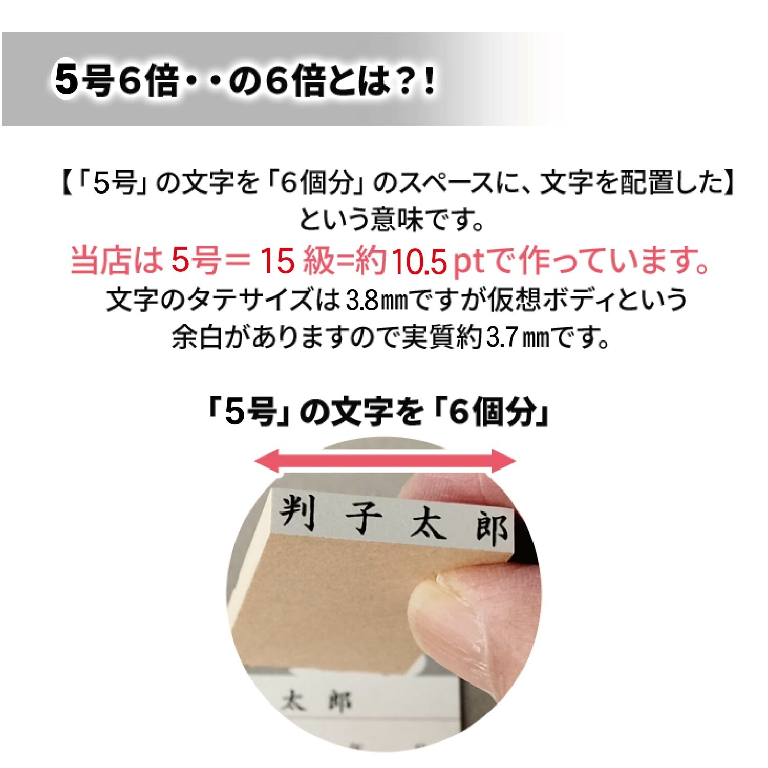 別製ゴム印 1行 5号 15級 10.5pt
