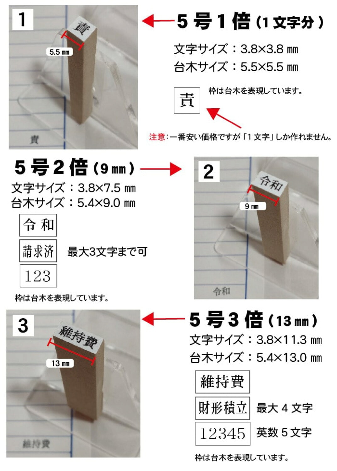 別製ゴム印 1行 5号 15級 10.5pt