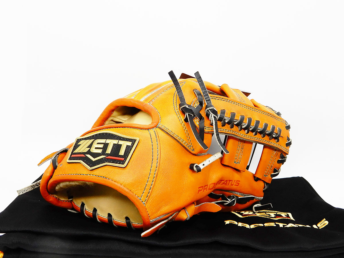 ZETT - 中古美品ZETT内野手用グローブディープオレンジサイズ4 ZETT プロステイタスSE 内野グローブ | 中古野球用品販売の球児先生