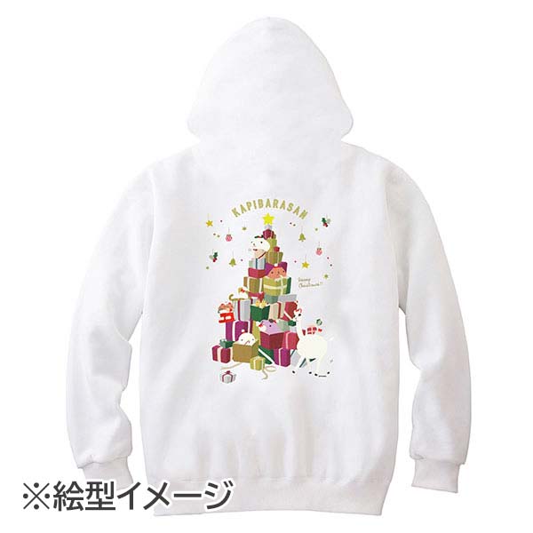 10営業日以内に出荷】カピバラさんクリスマス ジップパーカー ホワイト