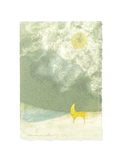 日本画家 吉田登穀 真作 肉筆！絹色紙画 （日本画 動物と花の