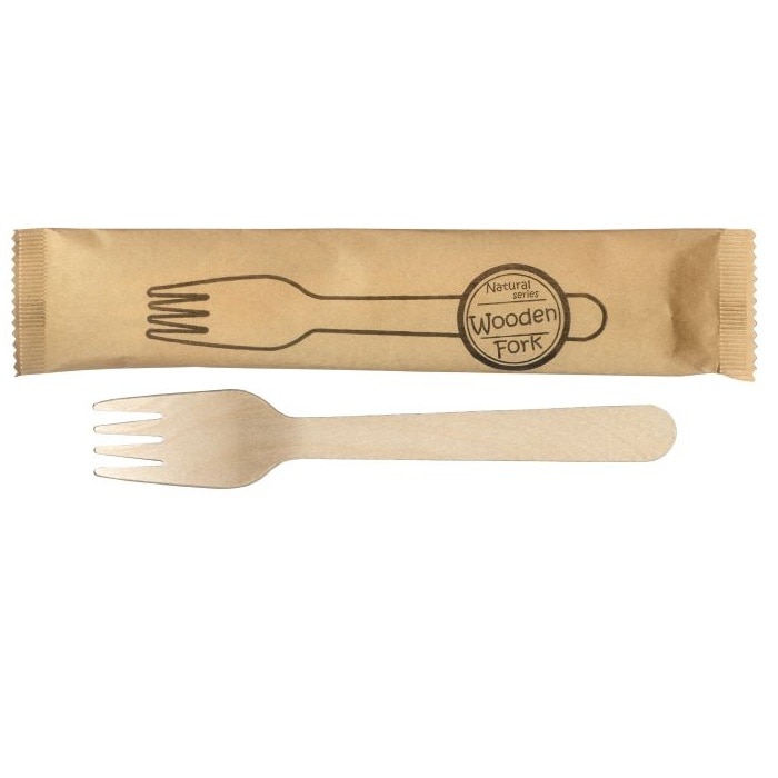 九州紙工 クラフト完封 ウッドフォーク 紙包装 3,000本入り 大容量 業務用 木製 個包装 使い捨て エコ カフェ アウトドア おもてなし