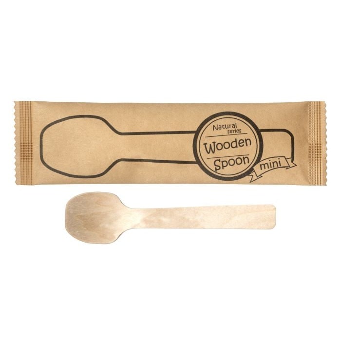九州紙工 使い捨て デザートスプーン ミニ 個包装 1,000本入り  10cm 大容量 木製 業務用  エコ カフェ アウトドア おもてなし