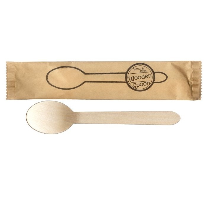 九州紙工  ウッドスプーン 1000本入り クラフト完封 紙包装 大容量 木製スプーン 個包装 使い捨て エコ カフェ アウトドア おもてなし
