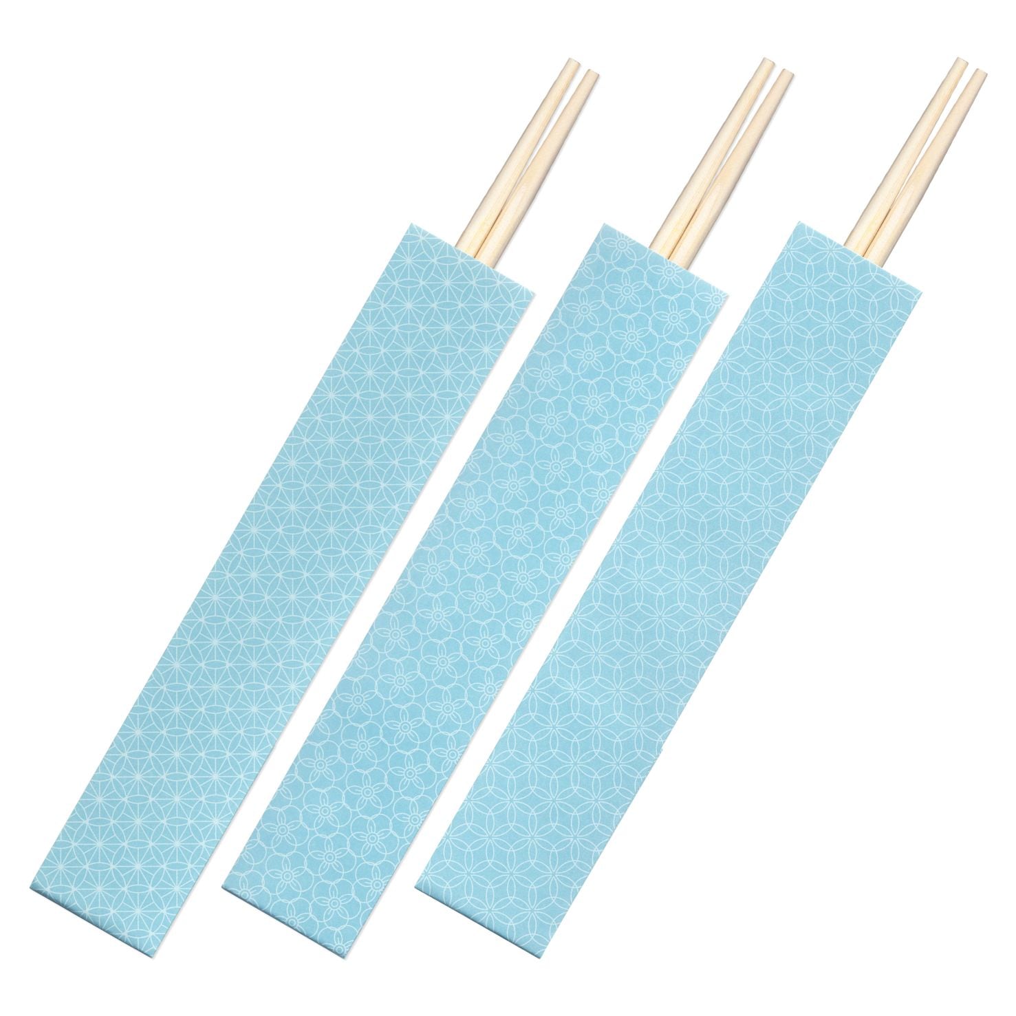 九州紙工 割り箸 うすあさぎ ひのき丸箸（袋入り）100膳入り 三つ折 七宝 梅 菫 祝い箸 国産 日本製 紙製 和風 業務用 日本製 料亭 懐石